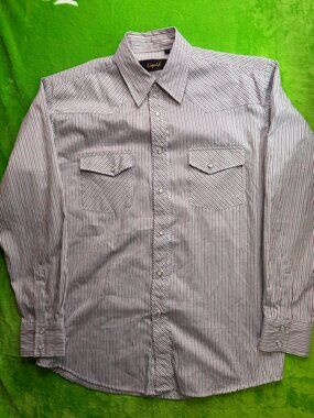 Vintage Liquid Western Pearl Snap Shirt Sz L Striped